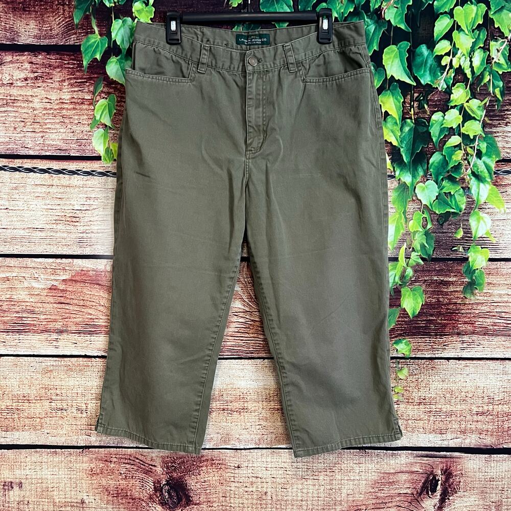 Lauren Ralph Lauren Capri Pants Womens 12 Straight Leg Cotton Green Crop Jeans